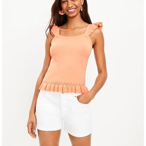 Loft Pointelle Ruffle Sweater Tank Top